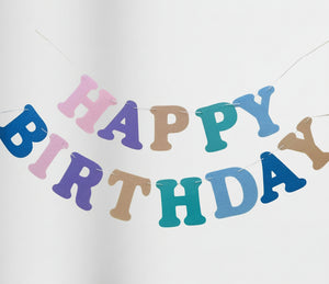 Pastel Rainbow Felt Happy Birthday Garland Banner
