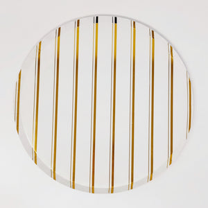 Golden Stripes Large Paper Plates 10" (8 Pack)
