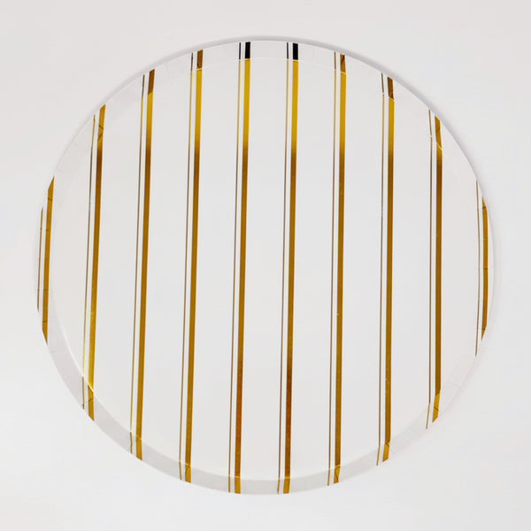 Golden Stripes Large Paper Plates 10" (8 Pack)