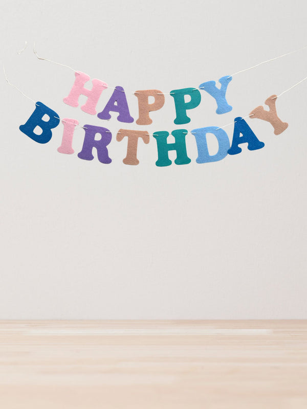 Pastel Rainbow Felt Happy Birthday Garland Banner