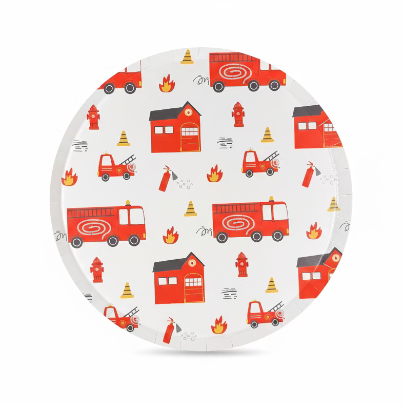 firetruck plate cup napkin