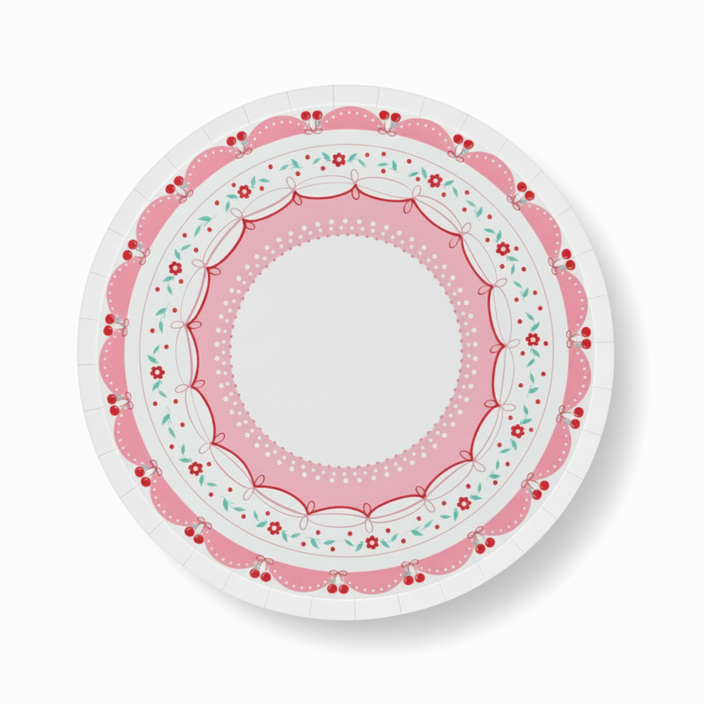 cherry plate cup napkin 