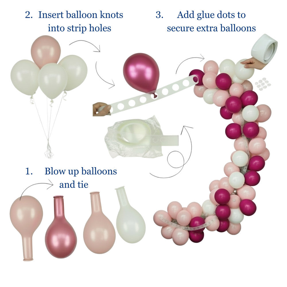 Pink Blend & White Balloon Garland Kit