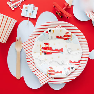 airplane party set up red table