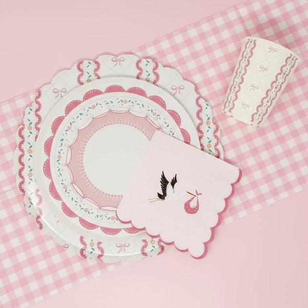 Pink Bow Coquette Paper Cups 9oz (8 pack)