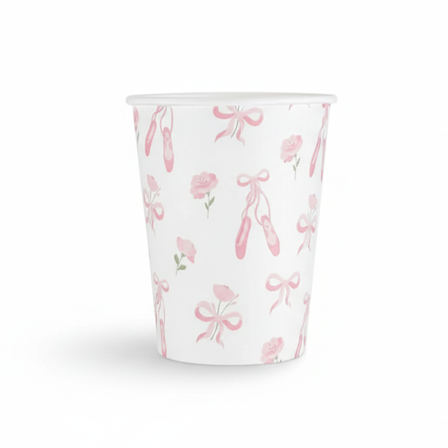 ballerina shoes and bows pink paper cup