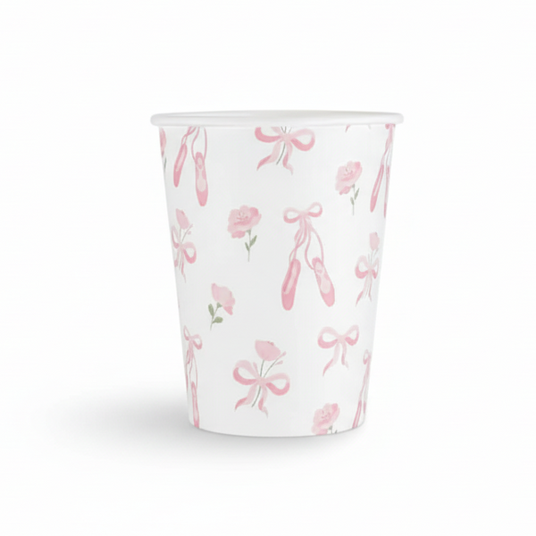 ballerina shoes and bows pink paper cup