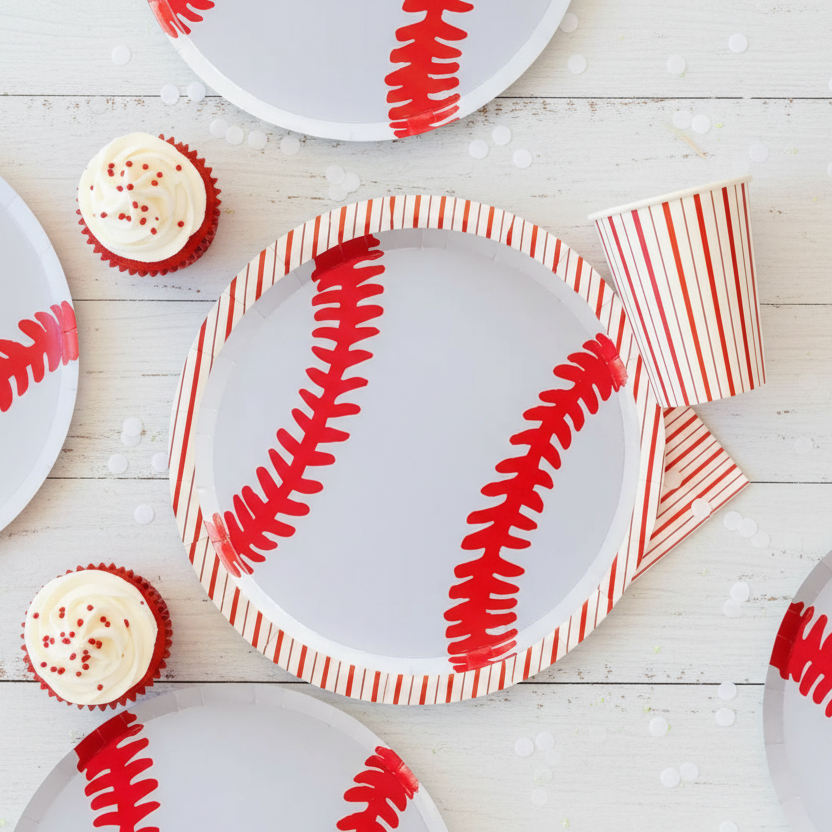 Baseball Party Dessert Plates 7.5" (Set of 8)