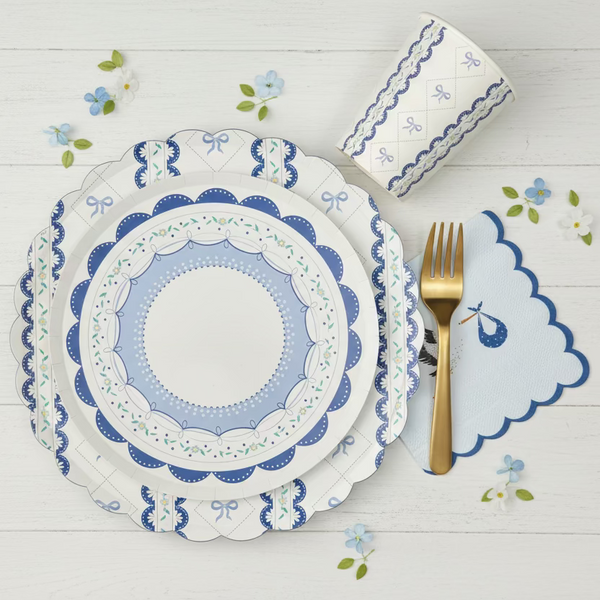 blue baby shower plate cup napkin