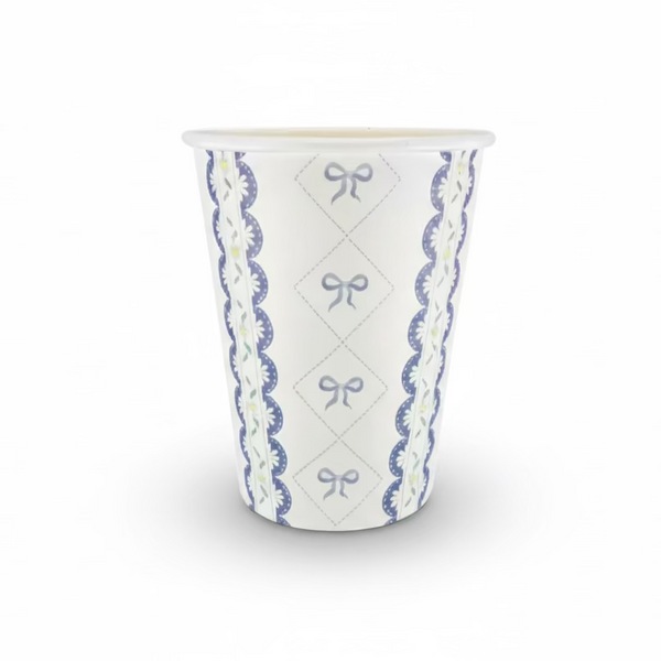 Blue Bow Coquette Paper Cups 9oz (8 pack)