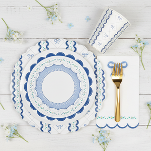 blue coquette plate cup napkin