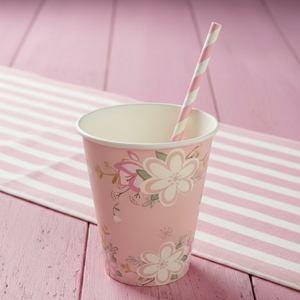 Pink Flowers Cups (Set of 8)
