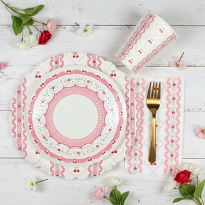 cherry plate cup napkin