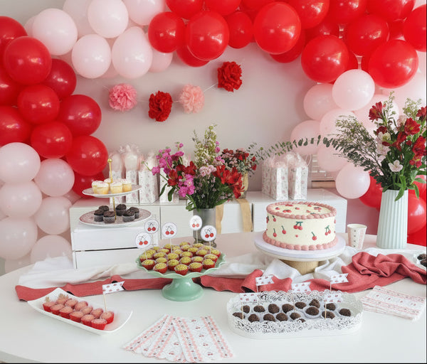 cherry party dessert table