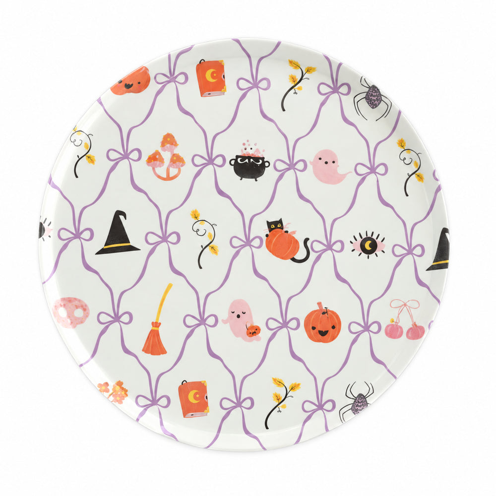 Purple Coquette Halloween Paper Plates 8" – Cute Witch (8 pack)