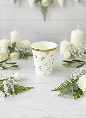 Floral Eucalyptus Paper Cups 9oz (8 Pack)