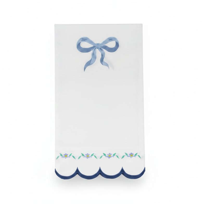 Coquette blue bow luncheon napkin with elegant feminine design, disposable party napkin for bridal showers, tea parties, and chic celebrations