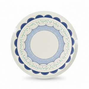 Blue coquette style paper plates with bows and floral details – 8 inch