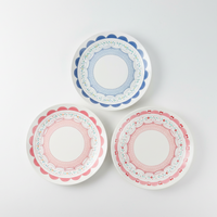 coquette melamine plate cherry pink blue 
