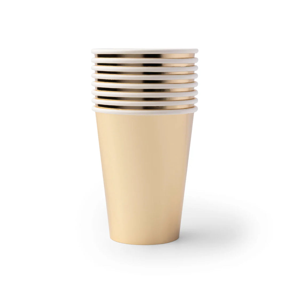 Gold Paper Cups 12oz (8 Pack)