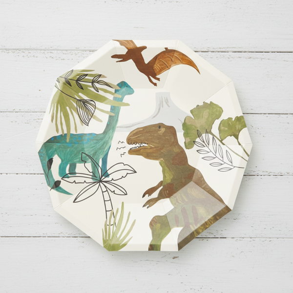 Pastel dinosaur small plates set of 8 showing full collection of dino designs – Cherrysh Party