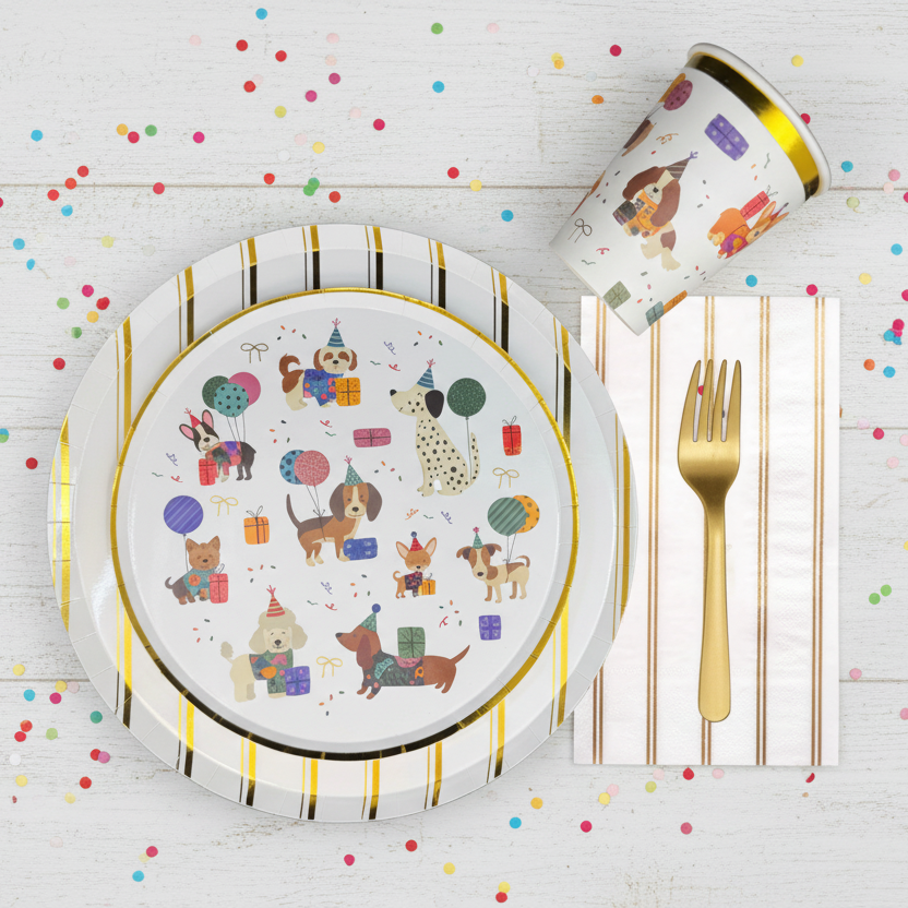 dogs plate cup napkin