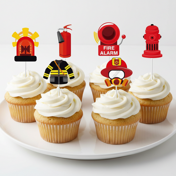 Firetruck Cupcake Toppers (Pack of 12)