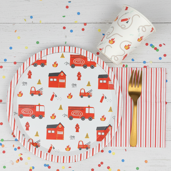 firetruck plate cup napkin
