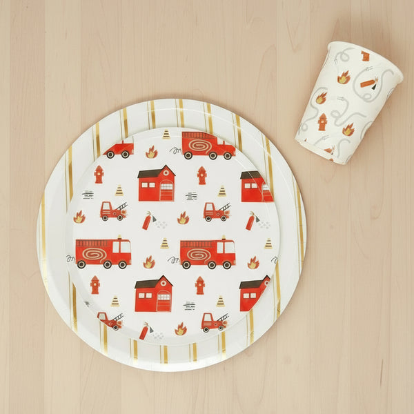 Fire engine party cups for truck-themed celebration