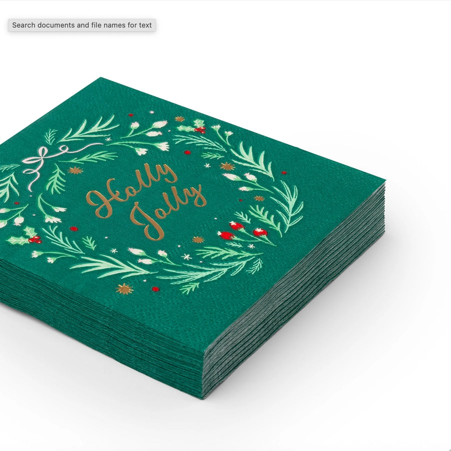 Holly Jolly Christmas Cocktail Napkins (Set of 20)