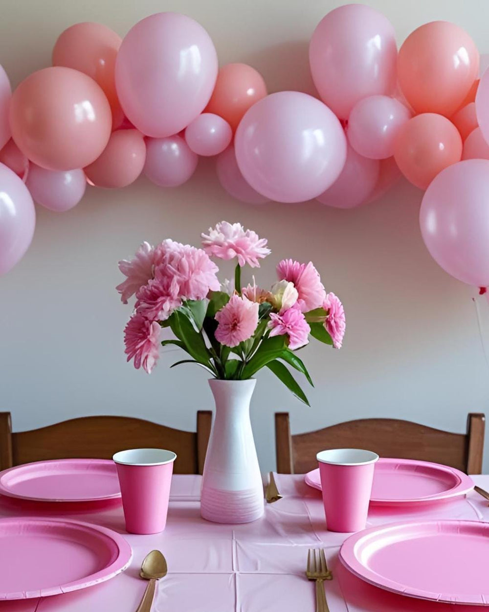Classic Pastel Pink Plastic Tablecloth: Baby Shower Party Table Cover (54 x 108 in