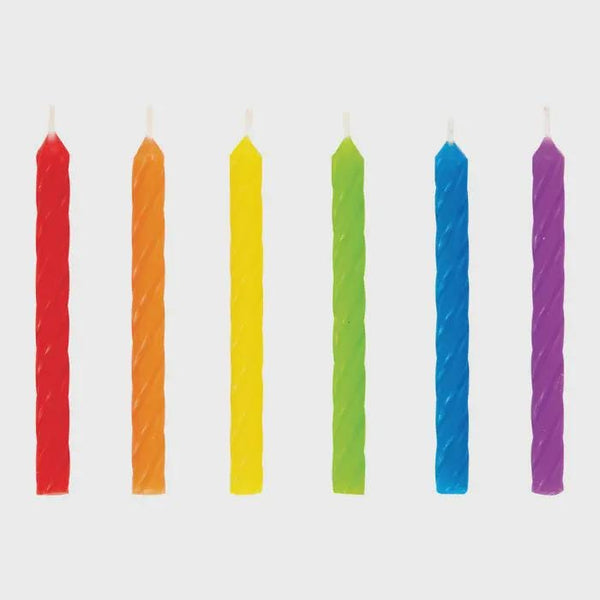 Rainbow Spiral Birthday Candles 24ct  Colorful Cake Candles for Kids Parties, Birthdays and Celebrations