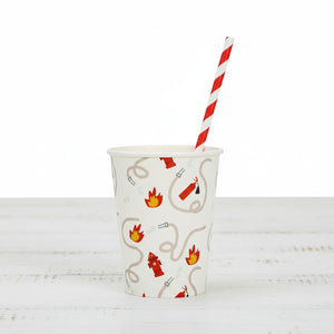 Red firetruck disposable kids cups for parties
