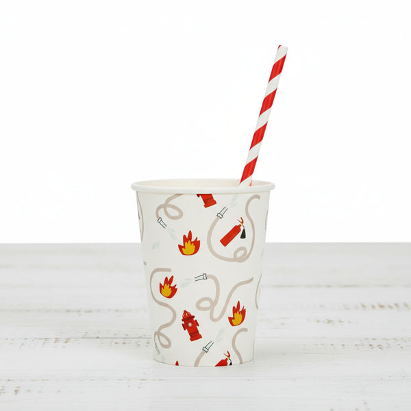 Red firetruck disposable kids cups for parties