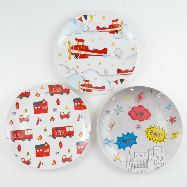 melamine plate airplane hero firetruck