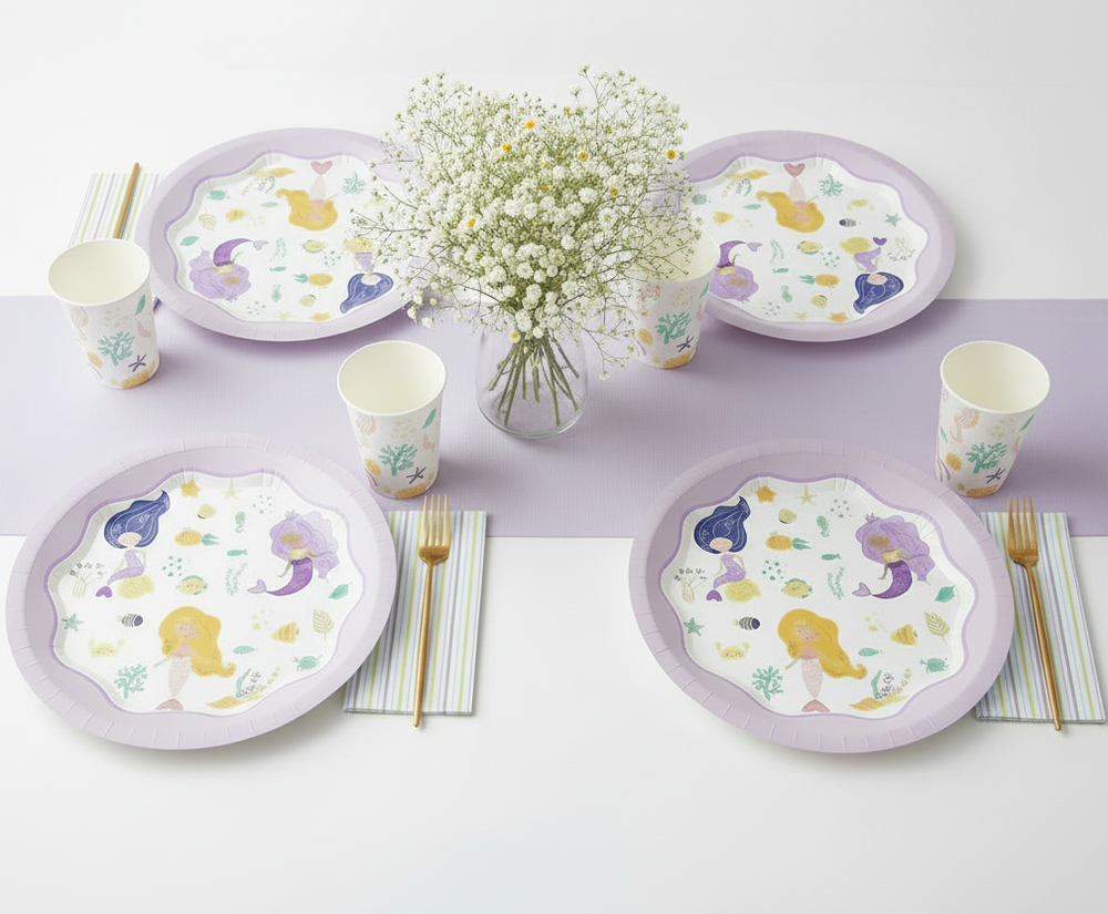 mermaids plate cup napkin
