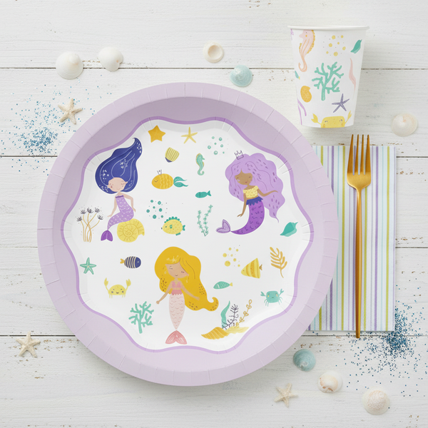 mermaids plate cup napkin