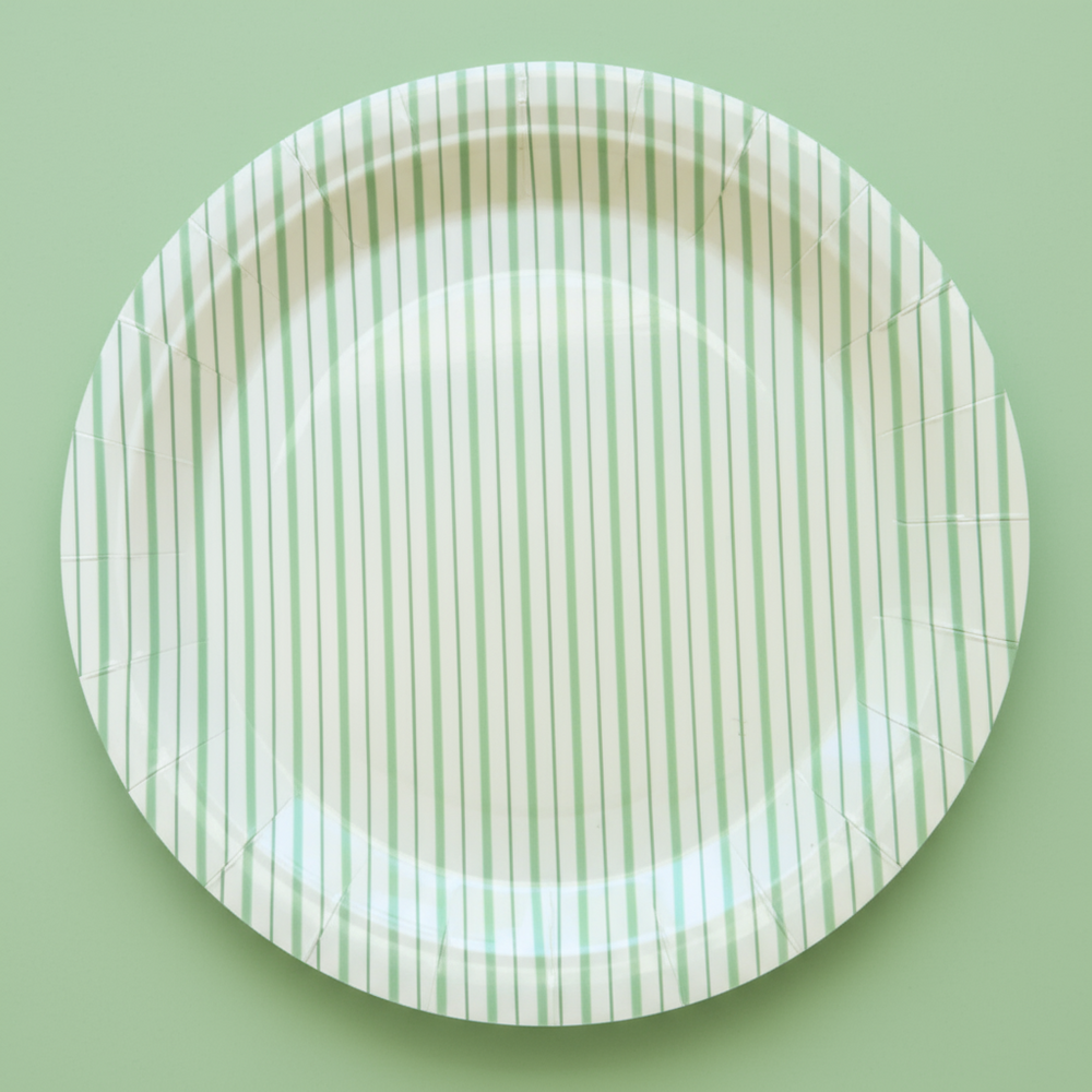 Mint Fine Stripes Plates (Set of 8)