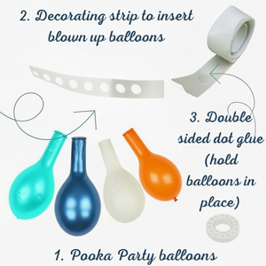 Train party balloon garland in mint blue white orange