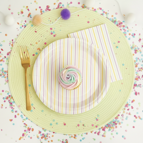 multicolor striped tableware