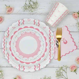 pink baby shower plate cup napkin