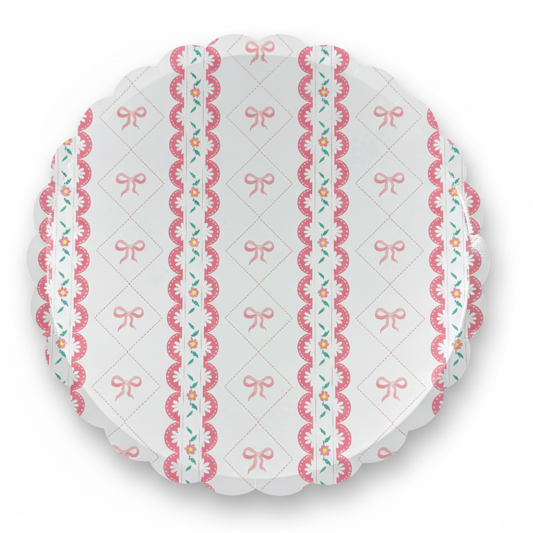 Pink Bow Coquette Large Plates 10" (8 pack)