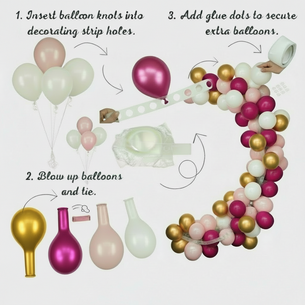 Pink Blend & gold Balloon Garland Kit