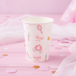 Paper cup with princess-themed design