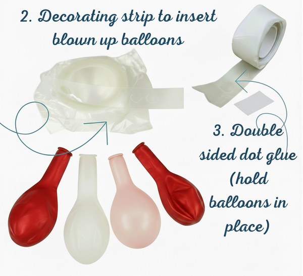balloons with a decorating strip and double-sided dot glue