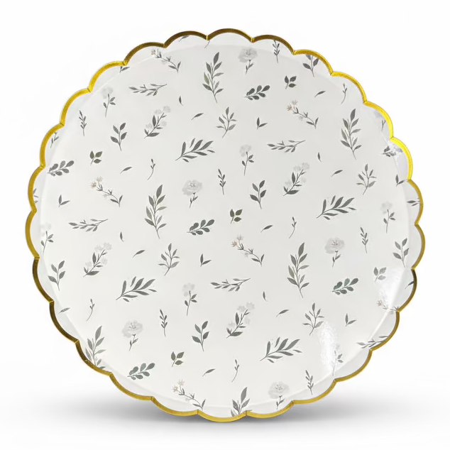 Floral Eucalyptus Large Paper Plates 10" (8 Pack)