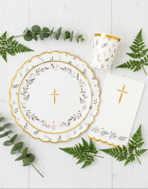 Floral Eucalyptus Paper Cups 9oz (8 Pack)