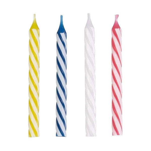 Striped Birthday Candles: Multicolor Rainbow Party Cake Decorations (24ct Pack)