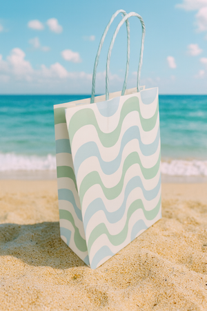 Blue & Mint Waves Party Favor Bags (Set of 8)
