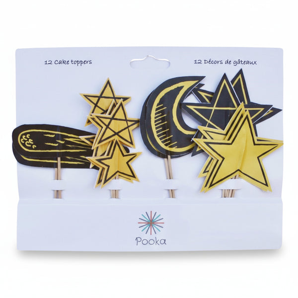 Galaxias Planets Moon Stars Toppers (Set of 12) - Pooka Party